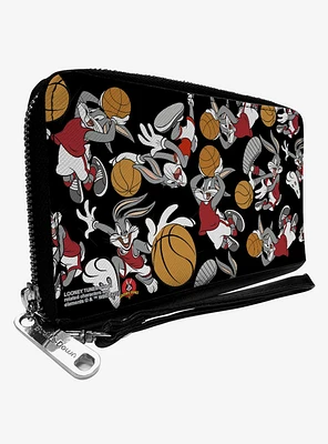 Looney Tunes Bugs Bunny Basketball Poses Zip Around Wallet