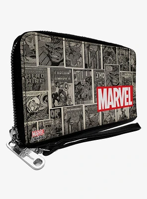 Marvel Brick and Retro Comic Covers Zip Around Wallet