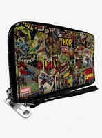 Marvel Retro Comic Books Stacked Zip Around Wallet