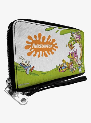 Nickelodeon 90s Character Mash Up and Splat Logo Zip Around Wallet