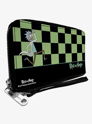 Rick and Morty Rick Running Pose Checker Zip Around Wallet