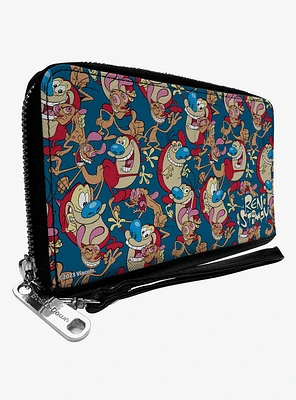 Ren and Stimpy Multi Pose Collage Zip Around Wallet