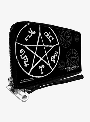 Supernatural Devils Trap Symbol Scattered Zip Around Wallet