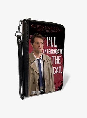 Supernatural Castiel I'll Interrogate The Cat Zip Around Wallet