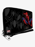 Marvel Spider-Man Jumping Sketch Scattered Spiders Zip Around Wallet