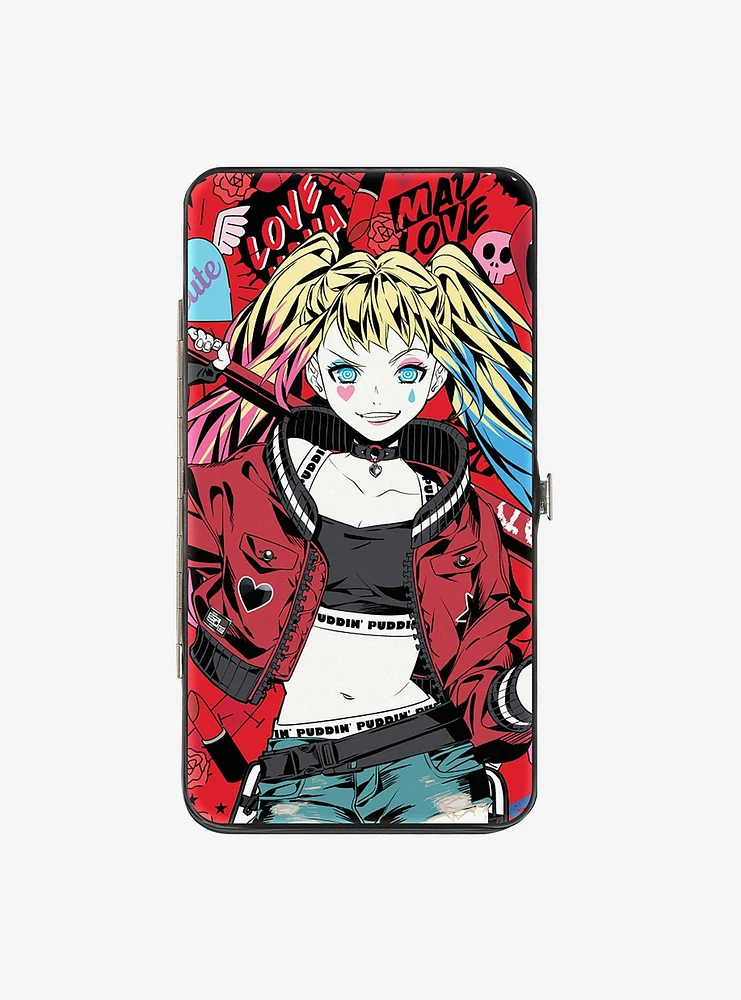 DC Comics Harley Quinn Pudding Anime Poses and Icons Hinged Wallet