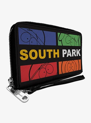 South Park Boys Face Blocks and Text Zip Around Wallet