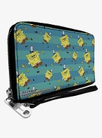 SpongeBob SquarePants Dancing Pose Scattered Zip Around Wallet