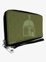 Star Wars The Mandalorian Boba Helmet Crest Kyrbes Zip Around Wallet