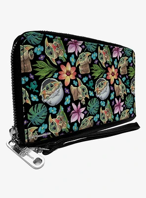 Star Wars The Mandalorian The Child Poses and Floral Zip Around Wallet