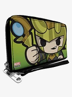 Marvel Kawaii Loki Scepter Pose Close Up Zip Around Wallet