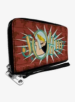 Johnny Bravo Title Logo and Flex Pose Zip Around Wallet