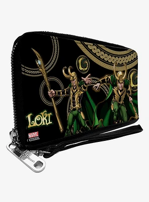 Marvel Loki Action Poses and Icon Zip Around Wallet