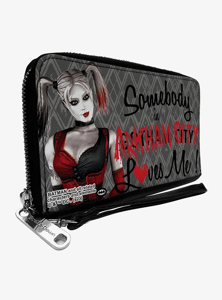 DC Comics Harley Quinn Somebody In Arkham Loves Me Zip Around Wallet