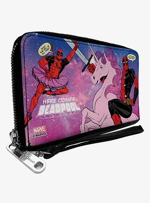 Marvel Deadpool Tutu Unicorn Here Comes Deadpool Zip Around Wallet