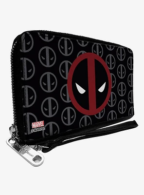 Marvel Deadpool Logo Centered Monogram Zip Around Wallet