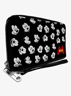 Disney Mickey Mouse Expressions Button Logo Zip Around Wallet