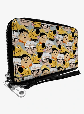 Disney Up Character Faces Stacked Zip Around Wallet