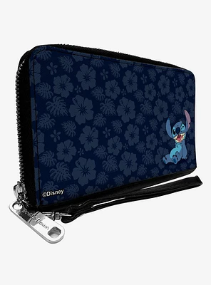 Disney Lilo & Stitch Winking Tropical Flora Zip Around Wallet
