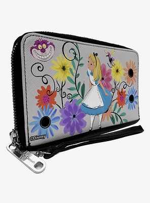 Disney Alice In Wonderland and Flowers of Wonderland Zip Around Wallet