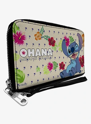 Disney Lilo & Stitch Wink Ohana Family Tropical Zip Around Wallet
