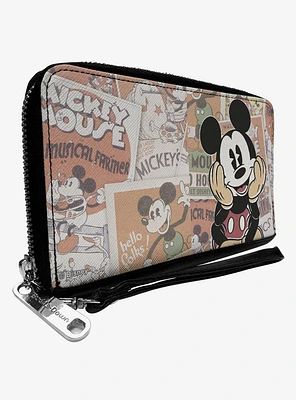 Disney Mickey Sitting Pose Close Up Stacked Comics Zip Around Wallet