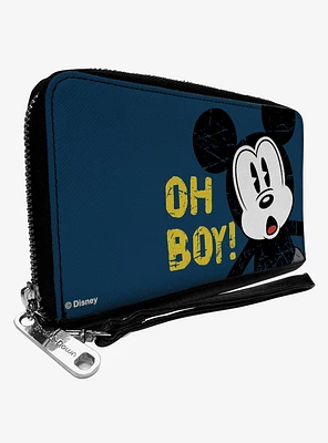 Disney Mickey Mouse Oh Boy Pose Weathered Zip Around Wallet
