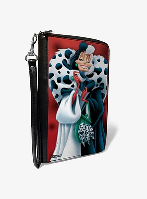 Disney Cruella De Vil Spotted Fur Pose Zip Around Wallet