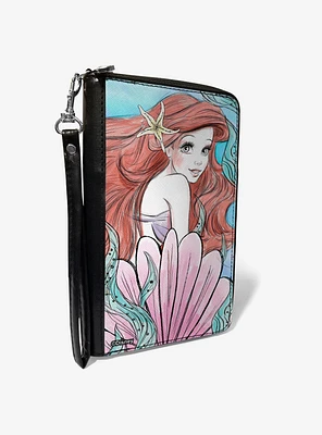 Disney The Little Mermaid Ariel Over Shoulder Sketch Zip Around Wallet