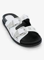 Azalea Wang Bocaraton Silver Hardware Slide Sandals