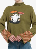 Thorn & Fable Ghost Mushroom Girls Turtleneck Sweater