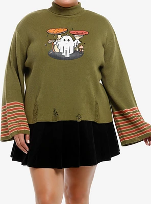 Thorn & Fable Ghost Mushroom Girls Turtleneck Sweater Plus