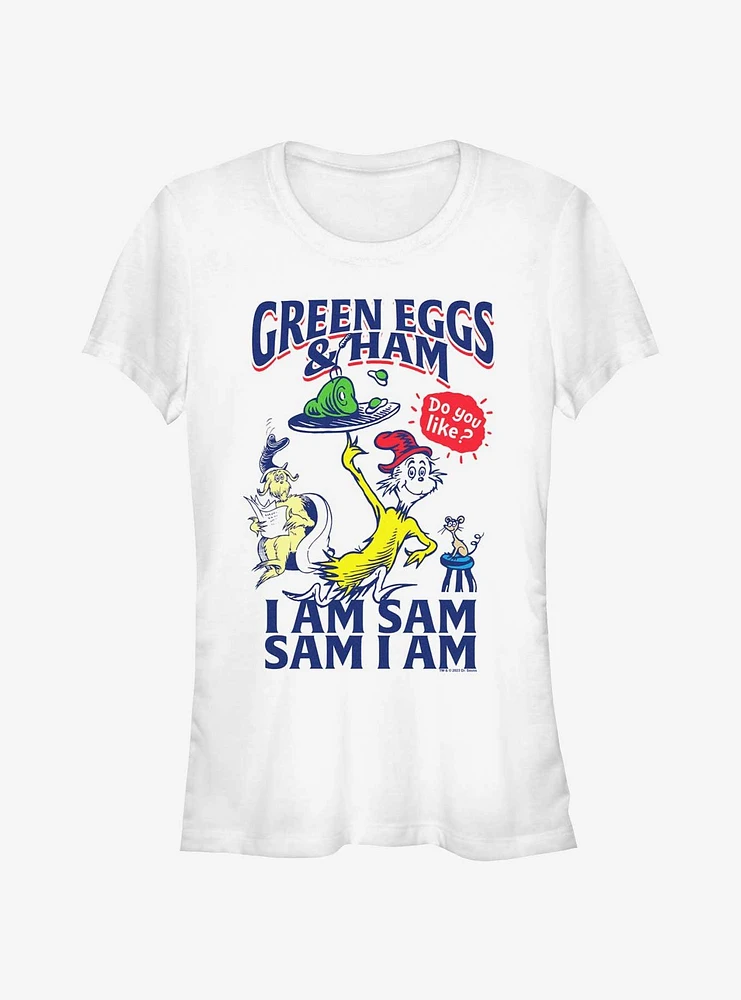 Dr. Seuss I Am Sam Green Eggs and Ham Girls T- Shirt