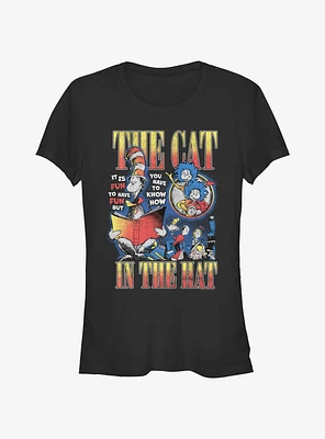 Dr. Seuss The Cat Hat Reading Book Girls T- Shirt