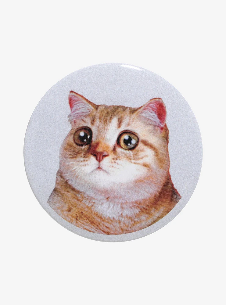 Crying Orange Cat Button