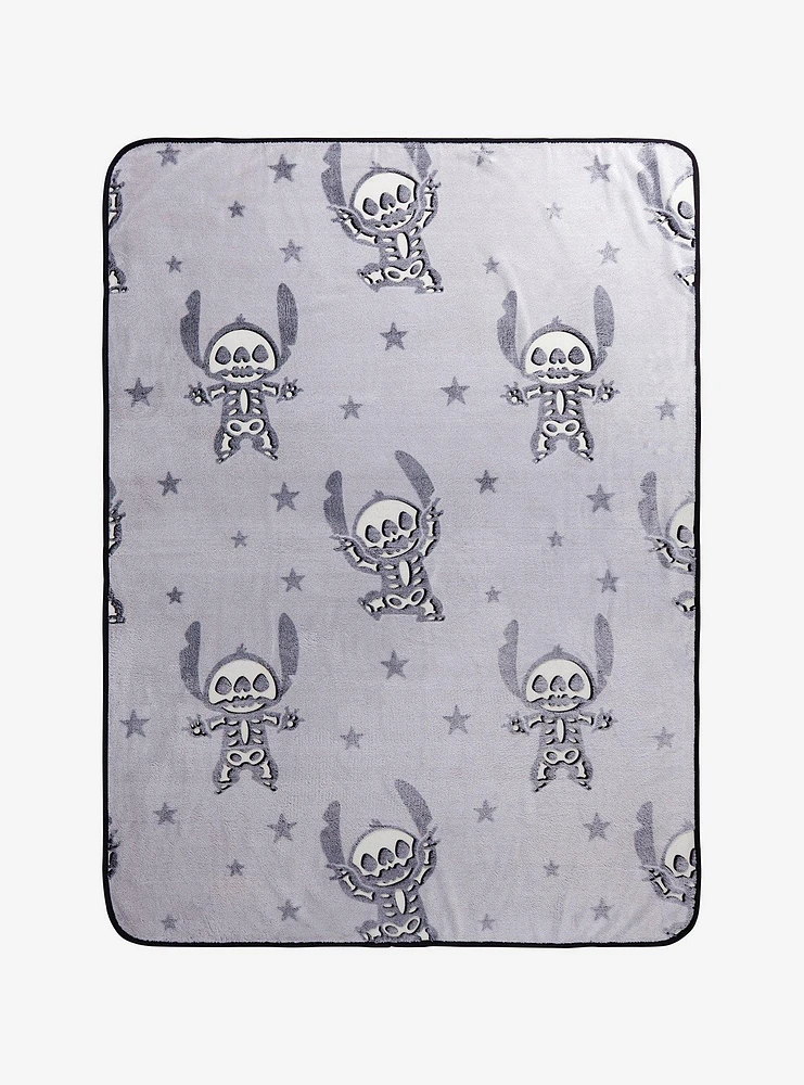 Disney Stitch Skeleton Glow-In-The-Dark Throw Blanket