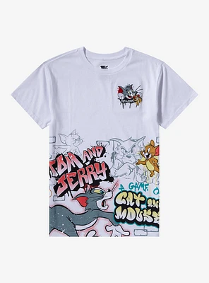 Tom And Jerry Graffiti Embroidery T-Shirt