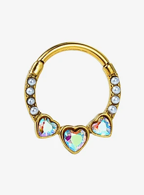 Steel Gold Heart Pear Hinged Clicker