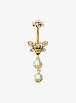 14G Steel Bee Gem Navel Barbell