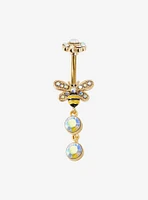 14G Steel Bee Gem Navel Barbell