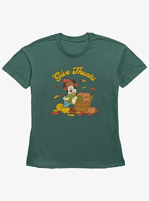 Disney Mickey Mouse Thankful Girls Straight Fit T-Shirt