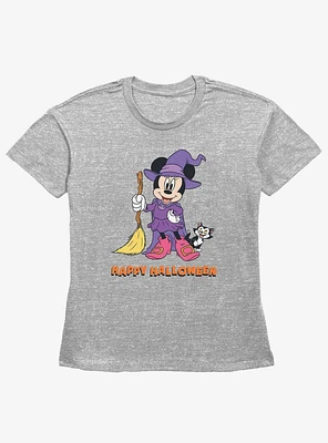 Disney Minnie Mouse Happy Halloween Witch Girls Straight Fit T-Shirt