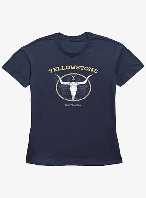 Yellowstone Cattle Logo Girls Straight Fit T-Shirt