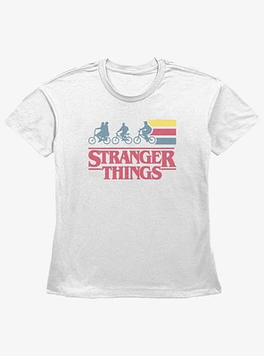 Stranger Things Team Bike Stripes Girls Straight Fit T-Shirt