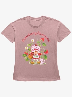 Strawberry Shortcake Custard Cat Girls Straight Fit T-Shirt