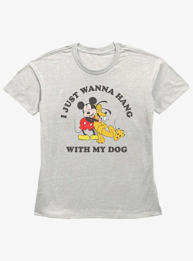 Disney Mickey Mouse & Pluto Dog Lover Girls Straight Fit T-Shirt