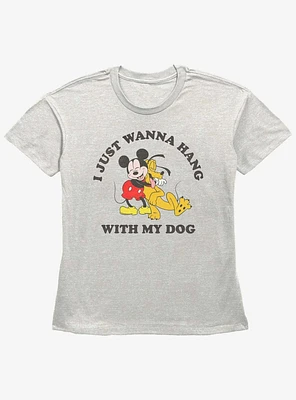 Disney Mickey Mouse & Pluto Dog Lover Girls Straight Fit T-Shirt