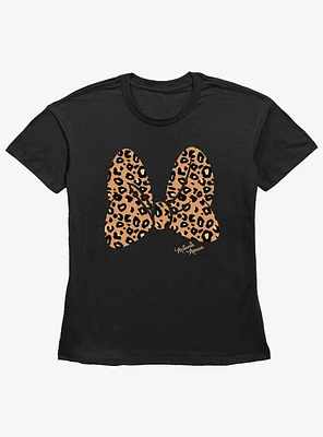 Disney Minnie Mouse Animal Print Bow Girls Straight Fit T-Shirt