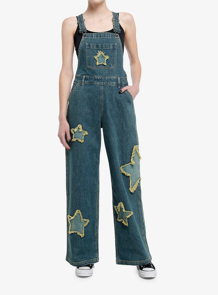 Star Patch Denim Overalls