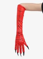 Red & Black Rhinestone Claw Gloves